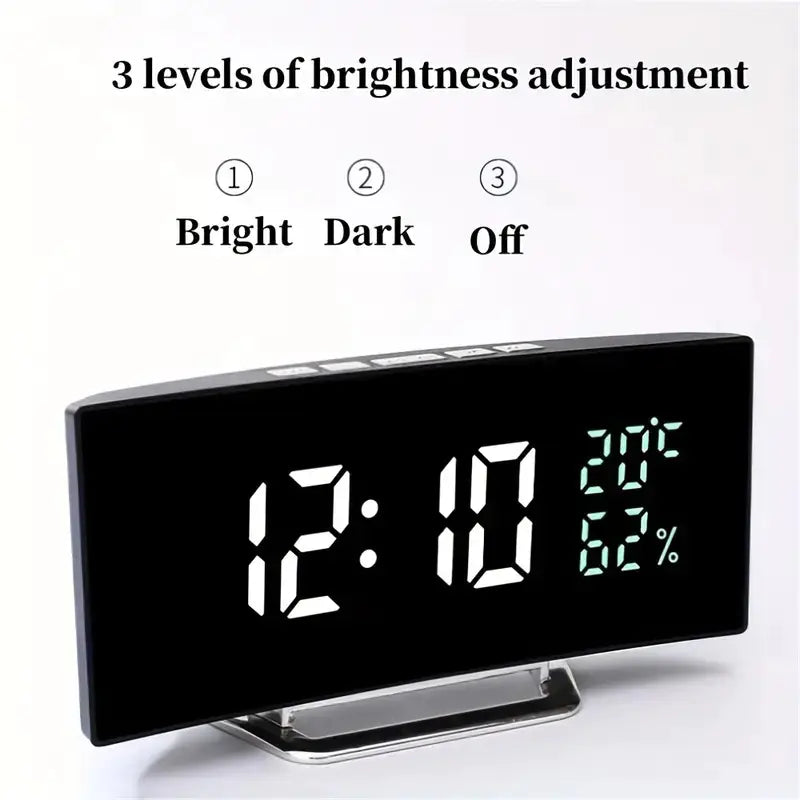 Reloj LED Curvo con Temperatura y Humedad