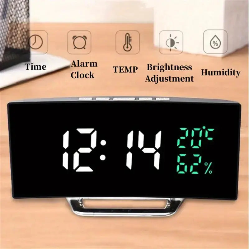 Reloj LED Curvo con Temperatura y Humedad